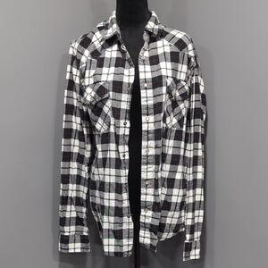 Plaid Men's Shirt - Black and White
